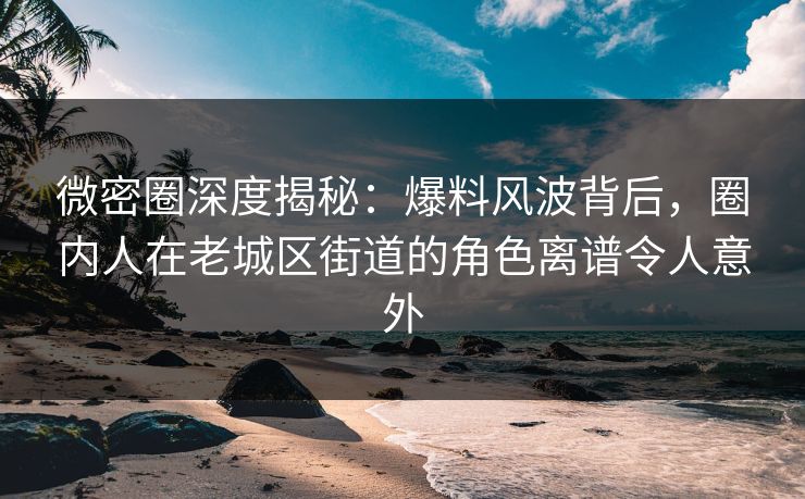 微密圈深度揭秘：爆料风波背后，圈内人在老城区街道的角色离谱令人意外