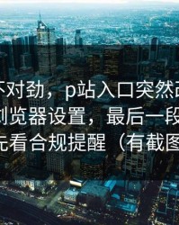 越查越不对劲，p站入口突然改了：最清晰的浏览器设置，最后一段很重要，先看合规提醒（有截图）