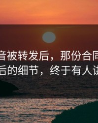 一段录音被转发后，那份合同的补充条款背后的细节，终于有人讲清楚了
