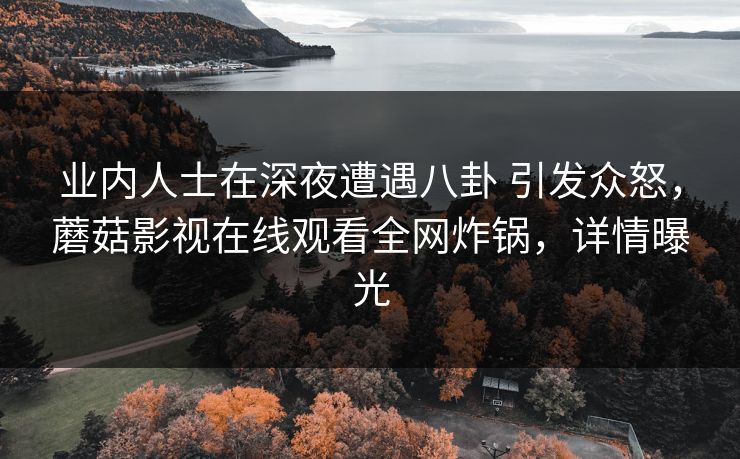 业内人士在深夜遭遇八卦 引发众怒,蘑菇影视在线观看全网炸锅,详情曝光 业内人士在深夜遭遇八卦 引发众怒,蘑菇影视在线观看全网炸锅,详情曝光