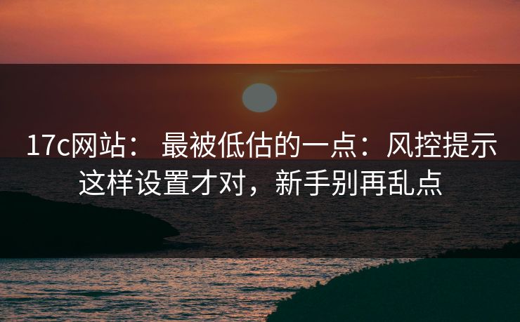 17c网站： 最被低估的一点：风控提示这样设置才对，新手别再乱点